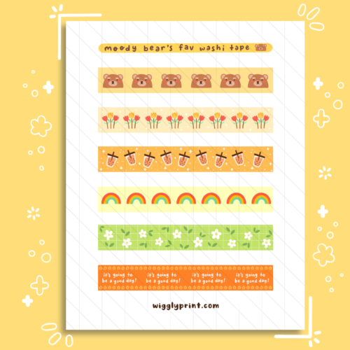 Moody Bear’s Favorite Printable Washi Tapes Stickers