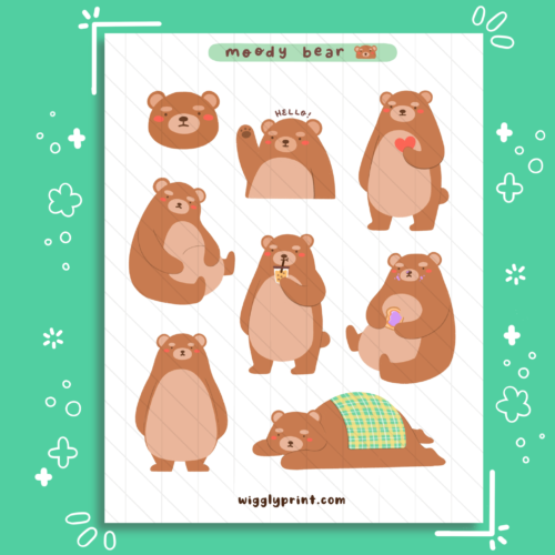 Moody Bear Printable Stickers