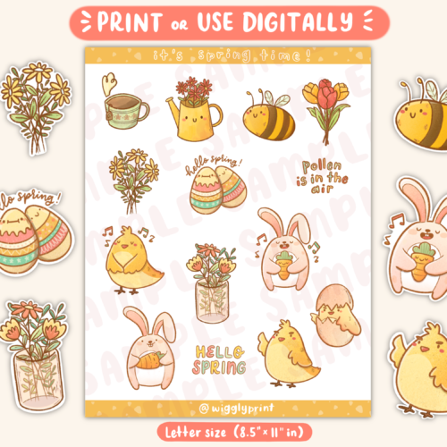 Spring and Easter Printable Stickers