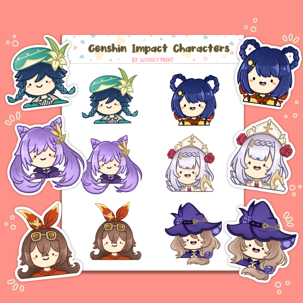 Genshin Impact Character Printable Stickers Wiggly Print