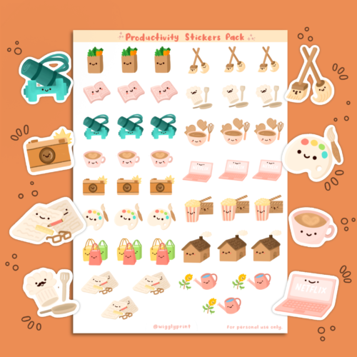 Cute Productivity, Functional Printable Stickers