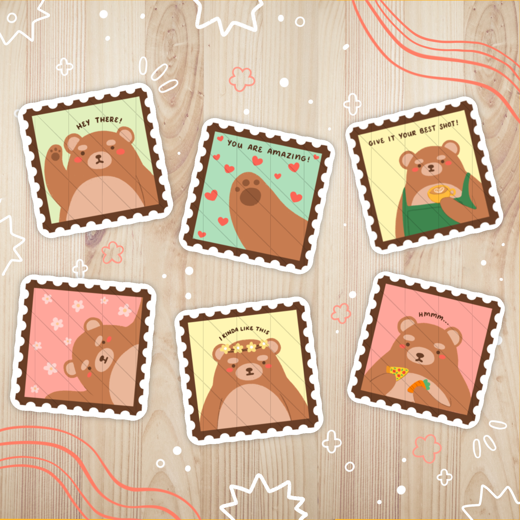 Moody Bear Printable Stamps Stickers