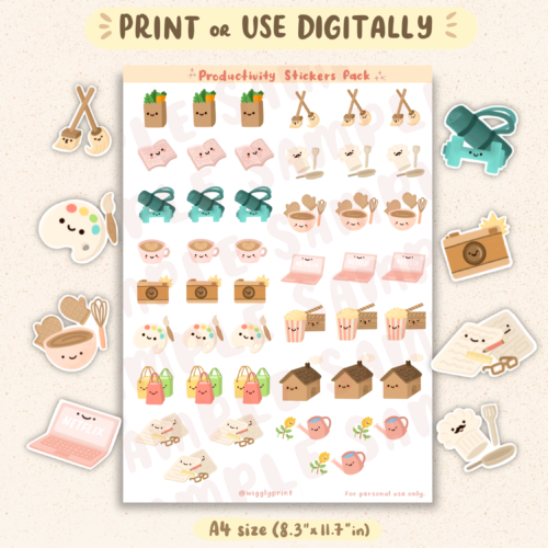 Cute Productivity, Functional Printable Stickers
